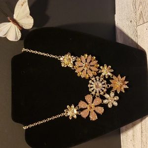 Rhinestone Floral Statement Necklace